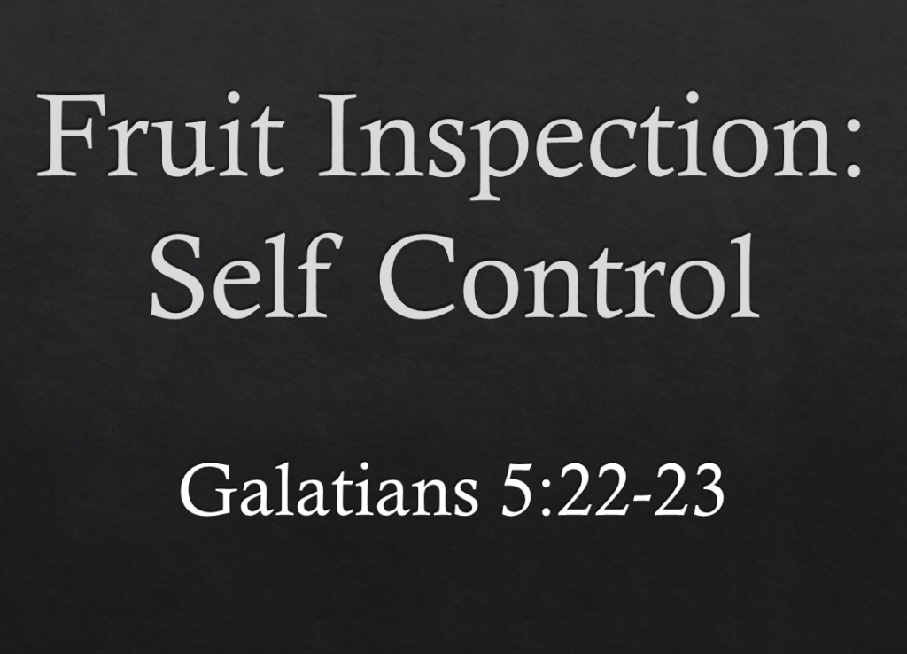 Fruit Inspection: Self Control – Galatians 5:22-23